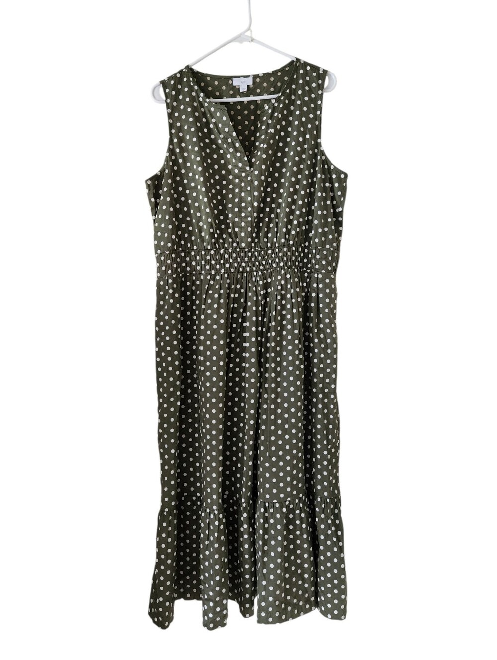 J Jill Green Polka Dot Maxi Dress